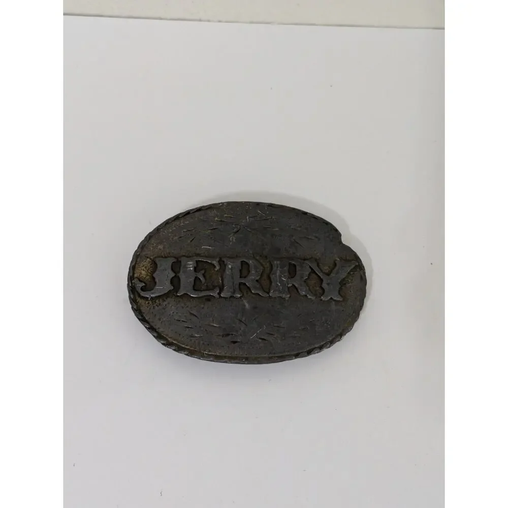 JERRY Bronze‎ Belt Buckle Spec-Cast Denver Co VINTAGE